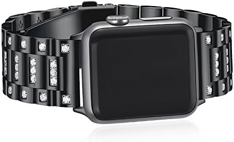 for Apple Watch Bands，White Crystal Diamond Loop Replacement Strap for iwatch Series 4 (44mm), Series 3 2 1-42mm Black