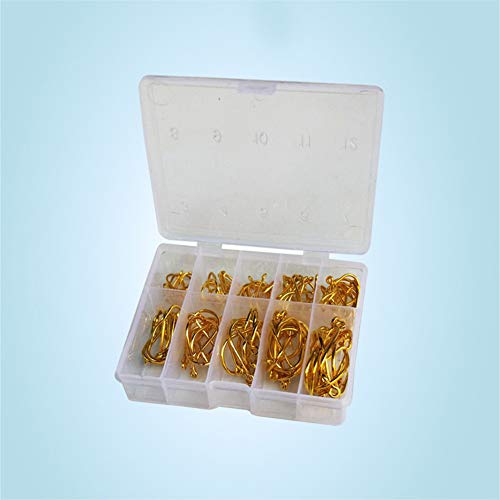 LINONI Angelhaken aus Karbonstahl, mit Widerhaken für Karpfen, Köderhalter, Jigloch, Angelzubehör, mit Aufbewahrungsbox… – Bild 5