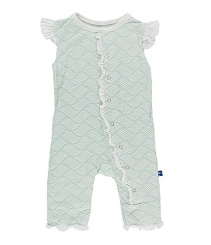 KicKee Pants Baby Girls' Print Ruffle Tank Coverall Prd-kprtr568-Awl, Aloe Water Lattice, 12-18 Months