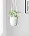 Mkono Ceramic Hanging Planter Macrame Plant Holder Succulent Flower Pot with Wood Beads