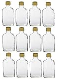 Nakpunar 12 pcs Glass Flask Bottles with Gold