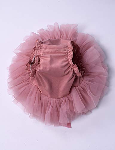 Baby Girls Tutu Bloomers Diaper Cover Cotton Tulle Bloomers and Headband Set Bean Sand 6-12 Months