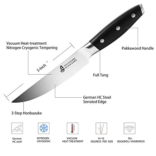 TUO Steak Knife 5 inch Professional Kitchen Steak Knife Set 4 Table