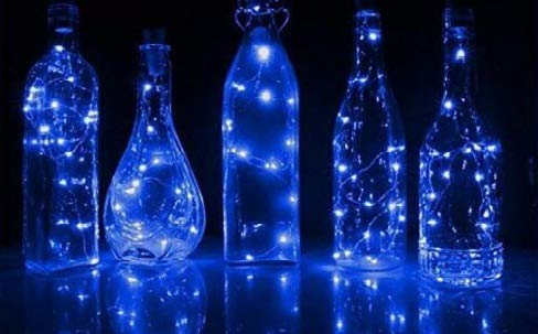 KALUO 3M 30 LED Blue Color Bottle Lights (6 Pack),Copper Wire Cork Rope Lights Battery Operated for Wine Bottle,Starry String Light for Parties, Wedding, Christmas Decoration