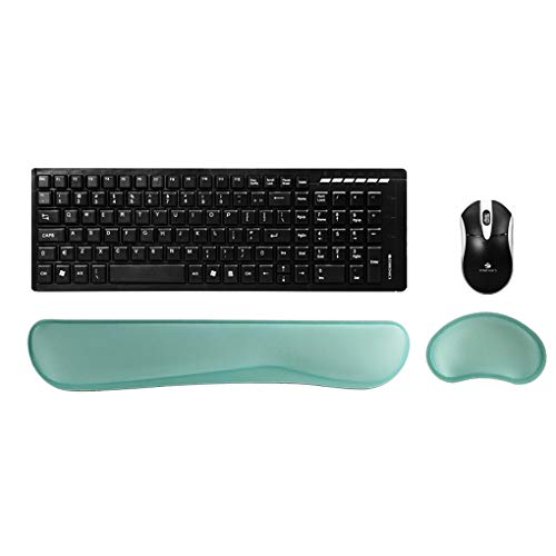 Poualss Memory Foam Set Keyboard and Mouse Wrist Pad Rest,Cushion Support for Office,Gaming,Computer,Laptop and Mac,Pain Relief& Easy Typing,Green Wrist Rests
