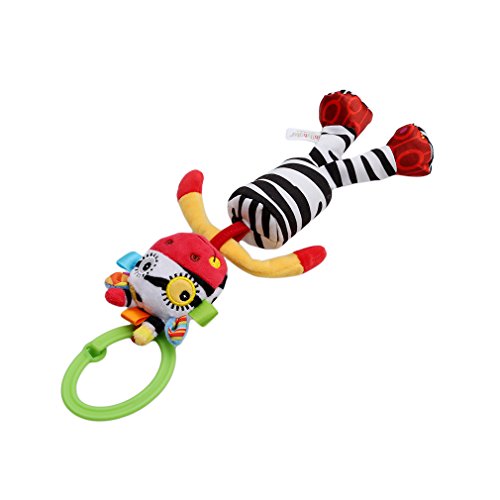 Meolin Baby Rattle Soft Plush Baby Car Seat Revolving Hanging Rattles Dangle Toy Mobiles Handbell,Striped little donkey,11.8inch