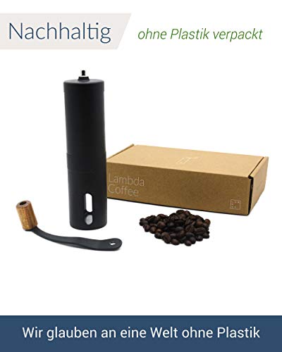 Lambda Coffee Kaffeemühle manuell aus Edelstahl und stufenlosem Keramikmahlwerk I Espressomühle Hand aus Holz mit… – Bild 4