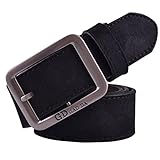 HP95(TM) Men's PU Leather Belt, Single Prong Belt Dress Metal Buckle Belt
