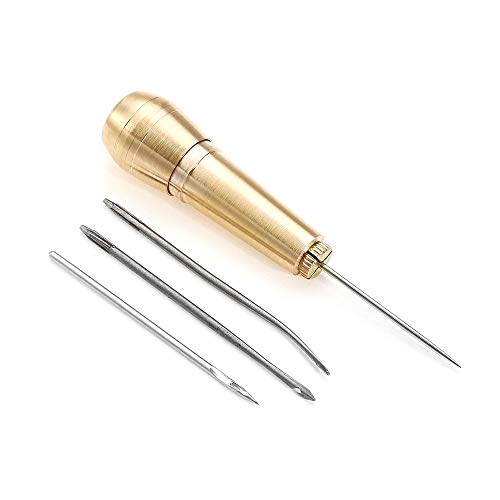 NXKang Leather Craft Tools Punch Kit Stitching Carving Working Sewing Saddle Groover for Adults Kids Sewing kit Travel - Thumbnail 5
