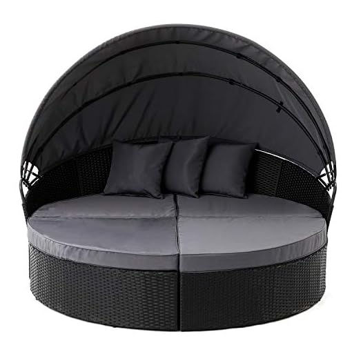 Oakmont Patio Furniture Outdoor Daybed Round Sofas with Canopy, Black