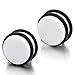 2pcs 9MM Magnetic White Circle Stud Earrings for Men Women, Non-Piercing Fake Ear Plugs Gauge