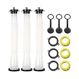 Kool Products (Retail Pack 3) Gas Can Spout Replacement With Gasket, Stopper, Cap With Stripe, 2 Collar Caps (Yellow and Black) That Fits On Most Of The Cans Out There