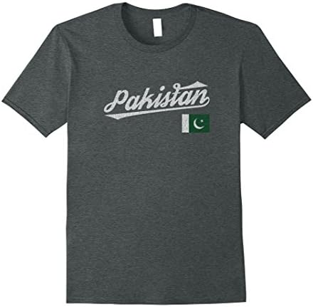Mens Pakistan Flag Distressed Vintage Effect T-Shirt Small Dark Heather
