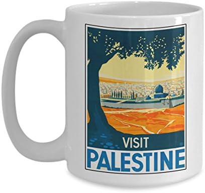 Visit Palestine - Vintage Travel Poster Design - 15 Oz White Coffee Mug