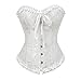 YAQKUOA Womens Corset Plus Size Sexy Lingerie Floral Lace Up Overbust Bustier Top white
