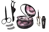 Anjou Magnetic Eyelashes & Eyeliner Kit 3-Pair Set Regular Wispies & Demi Wispies with Scissors Lashes Applicator for Work Wedding Cocktail Party
