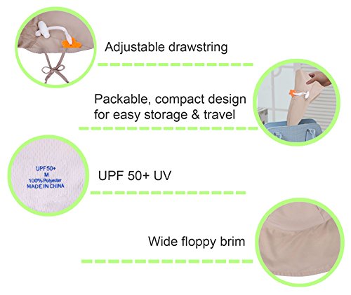 ThunderCloud Baby 50+ UPF Sun Protective Wide Brim Bucket Hat,Khaki,0-12 Months
