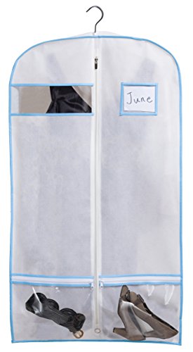 Kimbora 40" Travel Dance/Dress Costume Garment Bag with Clear Square ID Window Pocket and Accessories & Shoes Zipper Pocket (White) - Thumbnail 3
