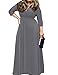 POSESHE Women's Solid V-Neck 3/4 Sleeve Plus Size Evening Party Maxi Dress Grey XX-Large