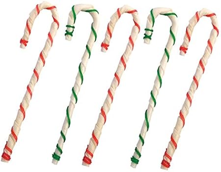 rawhide candy cane dog treat