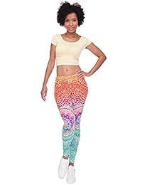 Leggings para dama con impresión digital para yoga, cintura alta, pantalones elásticos