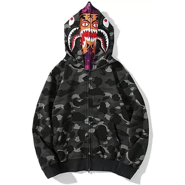 Amazon.com: Surbieibg Shark Full Zip Up Hoodie, Camo Sweatshirt