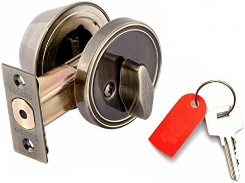 Deadbolt Lock Set Single Keyed Cylinder : Keyed Alike : Anti Bump & Pick Security Prevents Break Ins : Antique Brass US5 : by TOLEDO