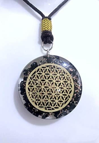 Reiki Energy Charged Black Tourmaline with Flower of Life ORGONE Crystal Pendant Powerful EMF Blocker Orgone Pendant