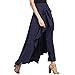 Lrady Women's Ruffle Plain Wide Leg Split Tie-Waist Maxi Long Palazzo Overlay Pant Skirts, Navy,s XL