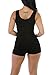 Sidefeel Women Double Scoop Sleeveless Bodysuit Jumpsuit Medium Black