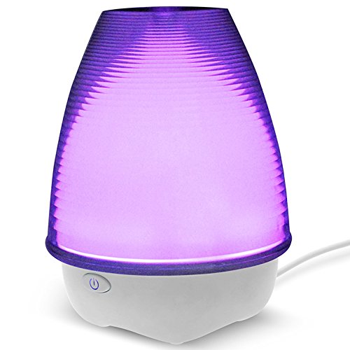 Ultrasonic Aroma Diffuser with 7 Color Changing LED Lights for Office and Bedroom,Aromatherapy Essential Oil Ultrasonic Cool Air Purifier with Waterless Auto Shut-off and 3 Mist Settings