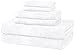 Amazon Basics 6 Piece Oversized Fade resistant Towel set, 100% Cotton towels for bathroom, soft and absorbent, 2 Bath Towels, 2 Hand Towels and 2 Washcloths bathroom towel set, White