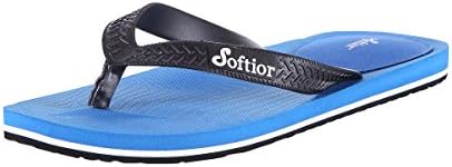 Softior Mens Arch Support Cushioned Foam Footbed Flip-Flop Beach Shoe Slipper Thong (8, Blue)