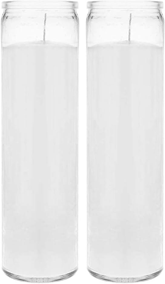 Brilux 2 Classic White Candles in Glass, 8INCHES Tall