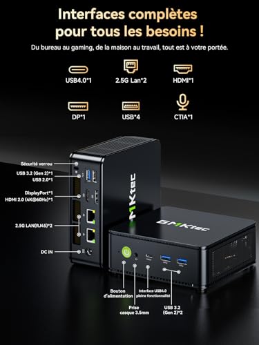 GMKtec M6 Ultra Mini PC Games with Ryzen 7640HS (Replacement for 6600H/6800U), 16GB DDR5 RAM, 512GB SSD, Dual NIC LAN 2.5GbE, 4K Triple Display, WiFi 6, USB4, BT 5.2, DP, HDMI 2.0