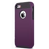 Ailun Phone Case Compatible iPhone 5s iPhone Se iPhone 5 Rubber Oil Non Slip Matte Coating Soft TPU Bumper Hard Shell Solid PC Back Shock Absorption Anti Scratch Hybrid Dual Layer Slim Cover Purple