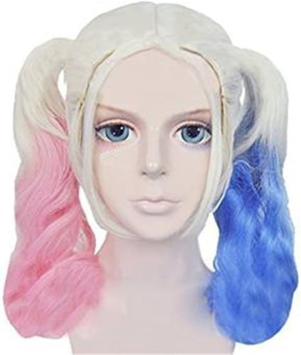 Batman Suicide Squad Harley Quinn Cosplay Wig Pink Blue Gradient Hair