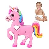 Baby Teething Toy, Bestwin Bendable & Freezer Friendly Unicorn Teethers, Soft Silicone, BPA-Free, Natural Organic Infant Toys (Pink)