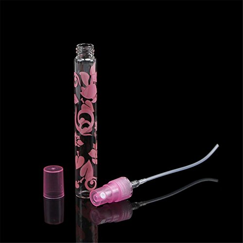 KeyZone 6Pcs 10ml Colored Cut Glass Perfume Atomizer Refillable Empty Bottles