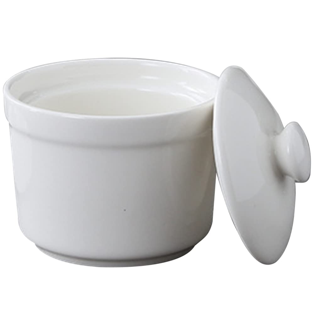 Ceramic Stew Pot with Lid Steam Soup Bowl Steaming Cup Stockpot Cooking Earthen Casserole Pot for Home Kitchen Egg Custard Medicinal Birds Nest 580ml