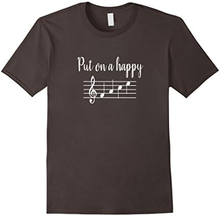 Men's Put On a Happy Face Music Notes T-Shirt  Large Asphalt