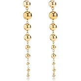 Gold/Silver Long Ball Drop Earrings for Women Metal Earrings Women Dangle Ball Earrings Trendy Dangling Jewelry Earrings