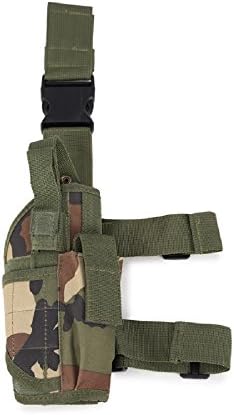 INDEPMAN Tactical Hand Gun Drop Leg Thigh Holster Adjustable Nylon Pistol Pouch Bag (Jungle camouflage)