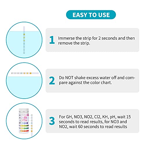 7Way Aquarium Test Strips, 100 Strips Aquarium Testing Kit for