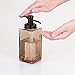 mDesign Decorative Square Glass Refillable Liquid Soap Dispenser Pump Bottle for Bathroom Vanity Countertop, Kitchen Sink - Holds Hand/Dish Soap, Hand Sanitizer, Essential Oils - 2 Pack - Sand/Bronze