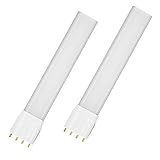 10W LED 2G11 4-Pin Base PL Lamp Lustaled 120V Daylight 6000K 18W Compact Fluorescent Lamp Equivalent Bulb Lamp for Pendant Lamps Ceiling Lights Desk Lamps (Remove or Bypass Ballast, 2-Pack)