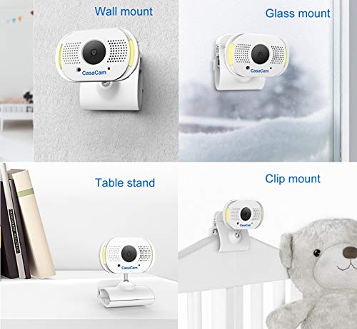 CasaCam BM100 Video Baby Monitor with Digital ClipCam, Two-Way Audio, Automatic Night Vision, Temperature Monitoring, Night Light and Lullabies