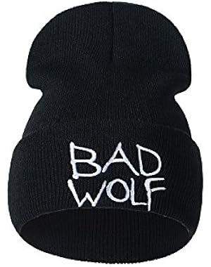 Fashion BAD WOLF Winter Hat with Letter Embroidery, Saingace Men Women Street Style Warm Knitted Teens Ski Caps...