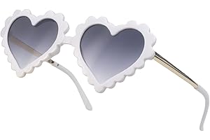 YooThink Girls Heart Sunglasses for Toddler Party Beach, UV 400 Protection Heart Flower Glasses Age 2-7