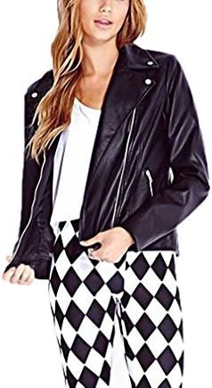 Autumn Solid Black Leather Look Biker Jacket PU Leather Female Punk Style Zipper Outwears Coats